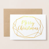 幾何学的フレームクリスマスタイポグラフィ写真 箔カード (封筒付き正面)