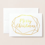 幾何学的フレームクリスマスタイポグラフィ写真 箔カード (封筒付き正面)