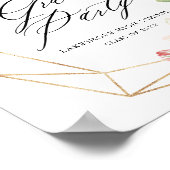 幾何学的フレームピンクフローラ卒業へようこそ ポスター (角)