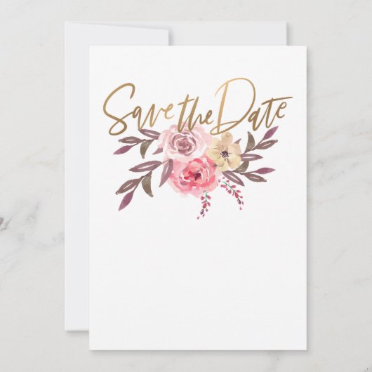 幾何学的フレームフローラ結婚式招待状テンプレート 招待状 (裏面)