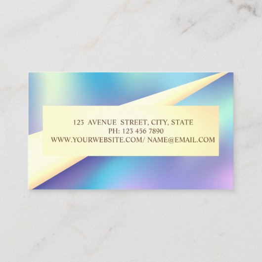 幾何学的フレームモダン金ゴールドホログラフィック 名刺 (裏面)