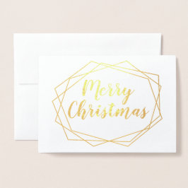 幾何学的フレーム実在クリスマスゴールドフォイル写真 箔カード