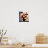 幾何学的フローラアート ポスター (キッチン)