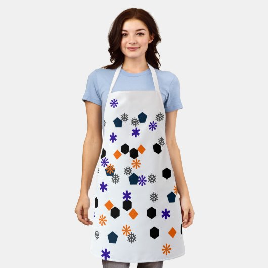 幾何学的フローラエプロン エプロン (着用した状態)