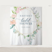 幾何学的フローラパステルウォーターカラーブライダルシャワー タペストリー (正面)