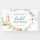 幾何学的フローラパステルウォーターカラーブライダルシャワー 横断幕 (横)