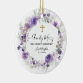 幾何学的フローラパープルがゴッドマザーになる セラミックオーナメント (右)