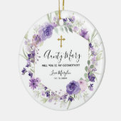 幾何学的フローラパープルがゴッドマザーになる セラミックオーナメント (左)