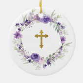 幾何学的フローラパープルがゴッドマザーになる セラミックオーナメント (裏面)