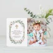 幾何学的フローラフォトクロスバプテスマありがとう サンキューカード (スタンド正面)