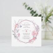 幾何学的フローラフレームベビーシャワー招待状 招待状 (スタンド正面)