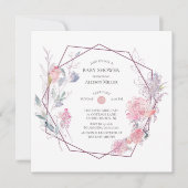 幾何学的フローラフレームベビーシャワー招待状 招待状 (正面)