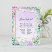 幾何学的フローラブライダルまたはベビーシャワー（郵便） 招待状 (スタンド正面)