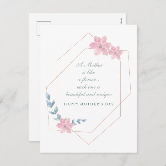 幾何学的フローラマザーズデイホリデーポストカード シーズンポストカード (正面/裏面)