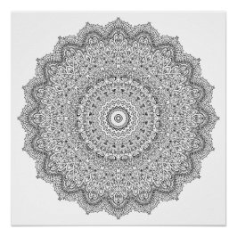 幾何学的フローラマンダラアダルトカラーリング ポスター