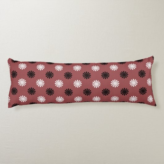 幾何学的フローラモダン赤抽象芸術 ボディピロー (裏面)