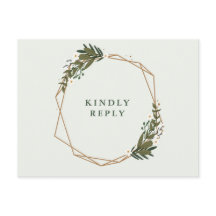 幾何学的フローラリース結婚式RSVP