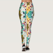 幾何学的フローラ万華鏡のように千変万化するパターンシームレスパターン レギンス (裏面)