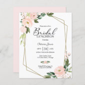 幾何学的フローラ予算ブライダルルンチョン招待状 (正面/裏面)