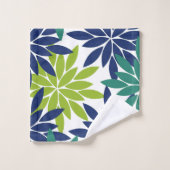 幾何学的フローラ抽象芸術ダリアデザイン バスタオルセット (ウォッシュタオル)