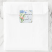 幾何学的フローラ水彩ピンクブライダルシャワー スクエアシール (バッグ)