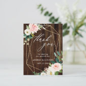 幾何学的フローラ素朴ウッドありがとう写真 ポストカード (スタンド正面)