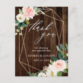 幾何学的フローラ素朴ウッドありがとう写真 ポストカード (正面)