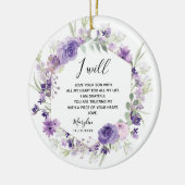 幾何学的フローラ紫の花婿の母 セラミックオーナメント (左)