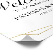 幾何学的フローラ結婚の緑の歓迎サイン ポスター (角)