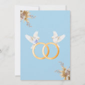 幾何学的フローラ結婚式招待状と金ゴールド 招待状 (裏面)