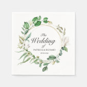 幾何学的フローラ緑結婚リース スタンダードカクテルナプキン (正面)