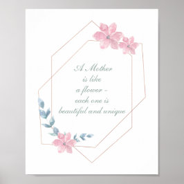 幾何学的フローラ美しい母引用文 ポスター