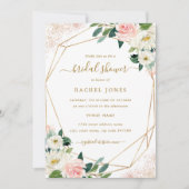 幾何学的フローラ赤面金ゴールドブライダルシャワー 招待状 (正面)