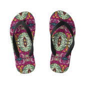 幾何学的フローラ部族ドードル キッズビーチサンダル (フットベッド)