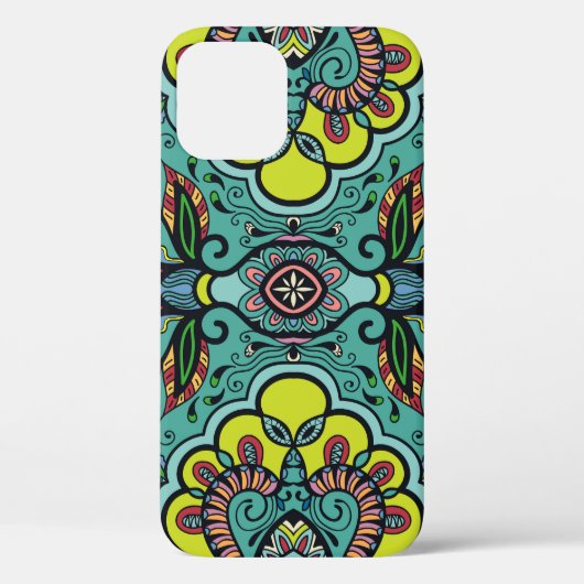 幾何学的フローラ、カラフル抽象芸術のシームレスなテクスチャ Case-Mate iPhoneケース (裏面)