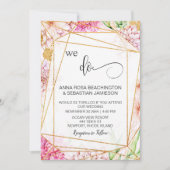 *~*幾何学的フローラRSVP AR15 QRを結婚入れる 招待状 (正面)