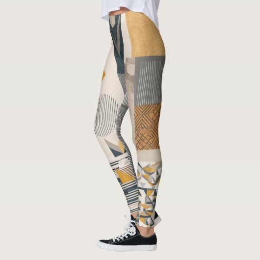 幾何学的フロー：エレガンスモダンレギンスデザイン レギンス (左)