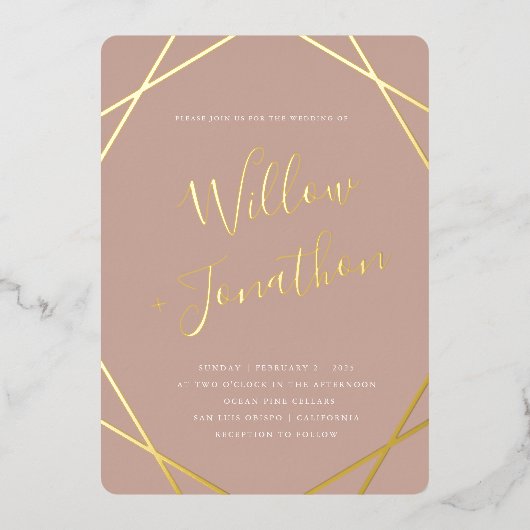 幾何学的フ縁どロイル招待状 箔招待状 (正面)