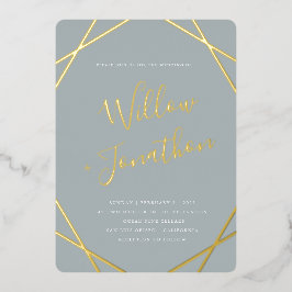 幾何学的フ縁どロイル招待状 箔招待状