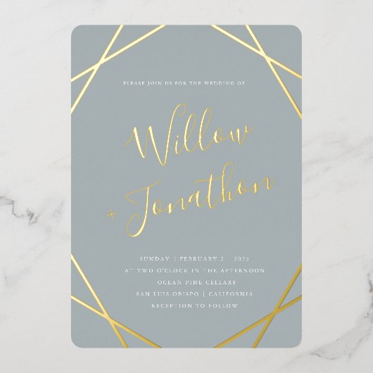 幾何学的フ縁どロイル招待状 箔招待状 (正面)