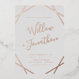 幾何学的フ縁どロイル招待状 箔招待状