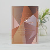 幾何学的ブラウンブライダルシャワーフォイル招待状 箔招待状 (立ち正面)