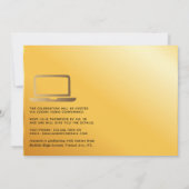 幾何学的ブラックおよび金ゴールドバーチャル卒業パーティー 招待状 (裏面)