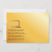 幾何学的ブラックおよび金ゴールドバーチャル卒業パーティー 招待状 (裏面)