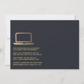 幾何学的ブラックおよび金ゴールドバーチャル卒業パーティー 招待状 (裏面)