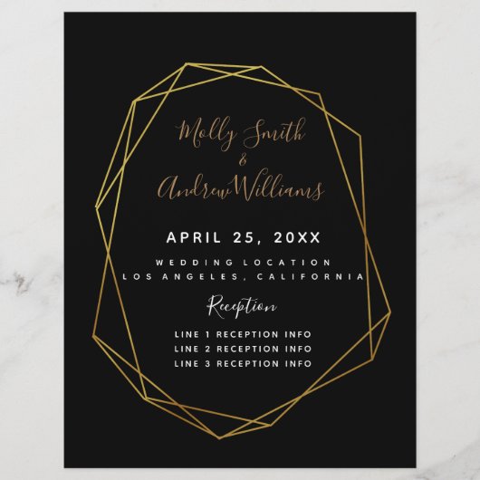 幾何学的ブラッククリスタルウェディングプログラム金ゴールド (正面)