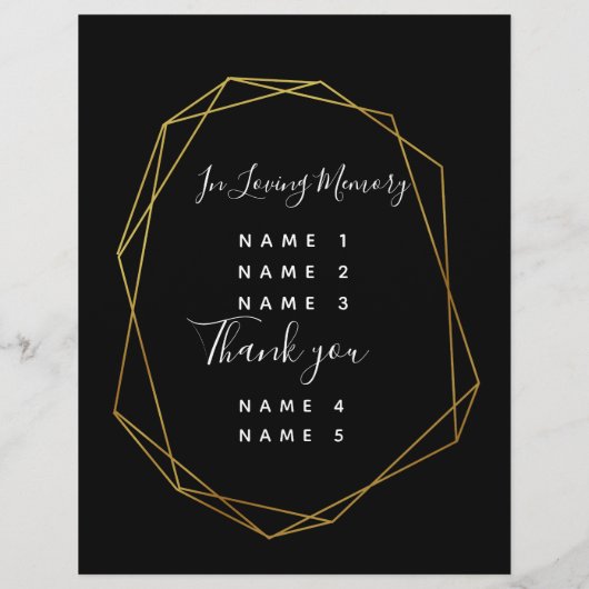 幾何学的ブラッククリスタルウェディングプログラム金ゴールド (裏面)