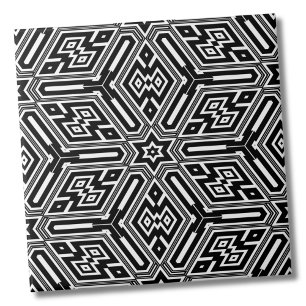 幾何学的ブラックスターバストモダンアールデコ タイル