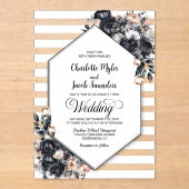 幾何学的ブラックフローラアクリル結婚式招待状 アクリル招待状 (正面)