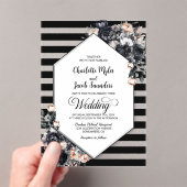 幾何学的ブラックフローラアクリル結婚式招待状 アクリル招待状 (インサイチュ (ポータブル))